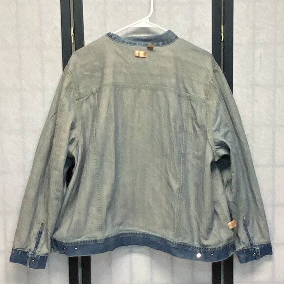 NorthCrest Vintage 2X Denim Jean Bomber Jacket Medium Wash Waistband Long Sleeve - Picture 6 of 11